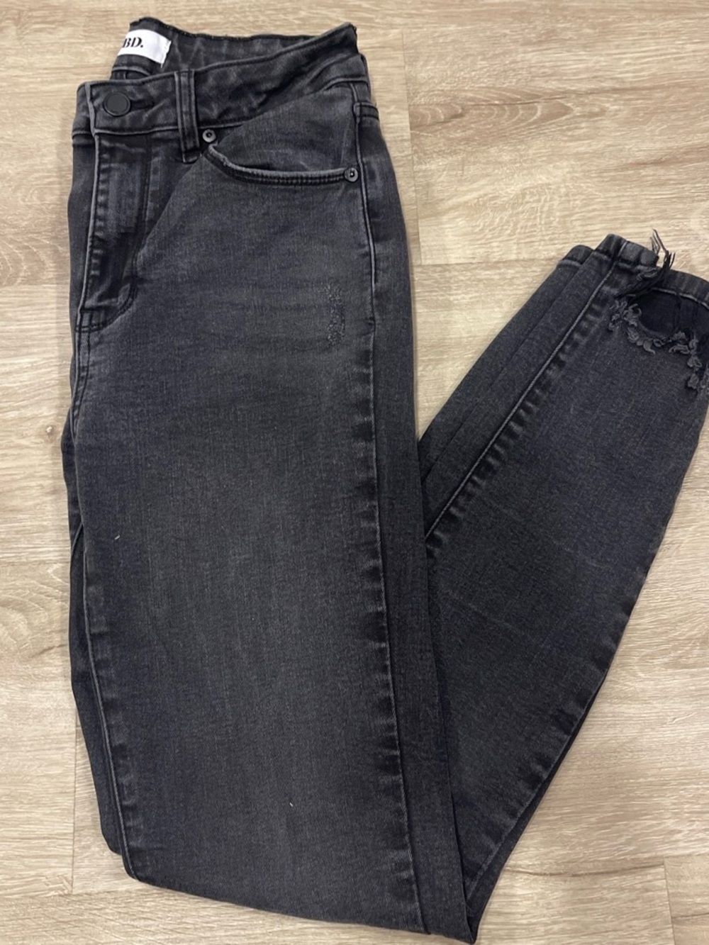 Just Black denim high rise skinny jeans raw hem size 27
